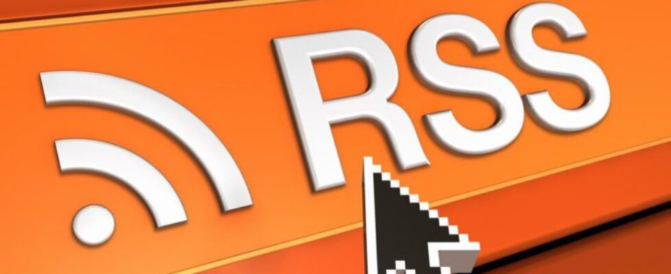 picture of mouse pointer on computer screen clicking an "RSS" Logo